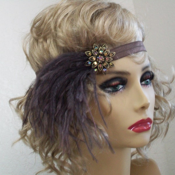 Brown 1920s headband, Flapper headpiece, Gatsby headband, 1920s headpiece, 1920s hair accessory, Vintage inspired, 1920s Event