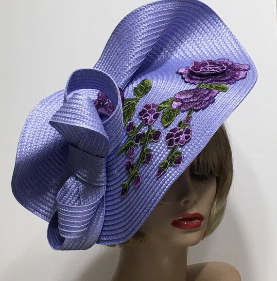 Lavender Derby Fascinator: Embroidered Rose Kentucky Race  display picture 1