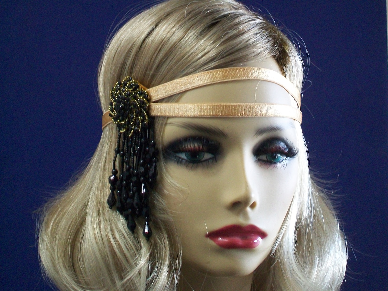 Diadema Con Pluma Estilo Años 20 - Para Disfraces, Tocados, Color Dorado