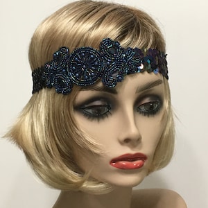 Flapper Headband, Gatsby Headband, 1920s Headband, Flapper Headpiece, Art Deco Headband, Iridescent Peacock, 1920s Hair Accessories