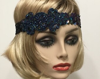 1920s Flapper Headband: Silver Feather Headpiece, Gatsby  display picture 3