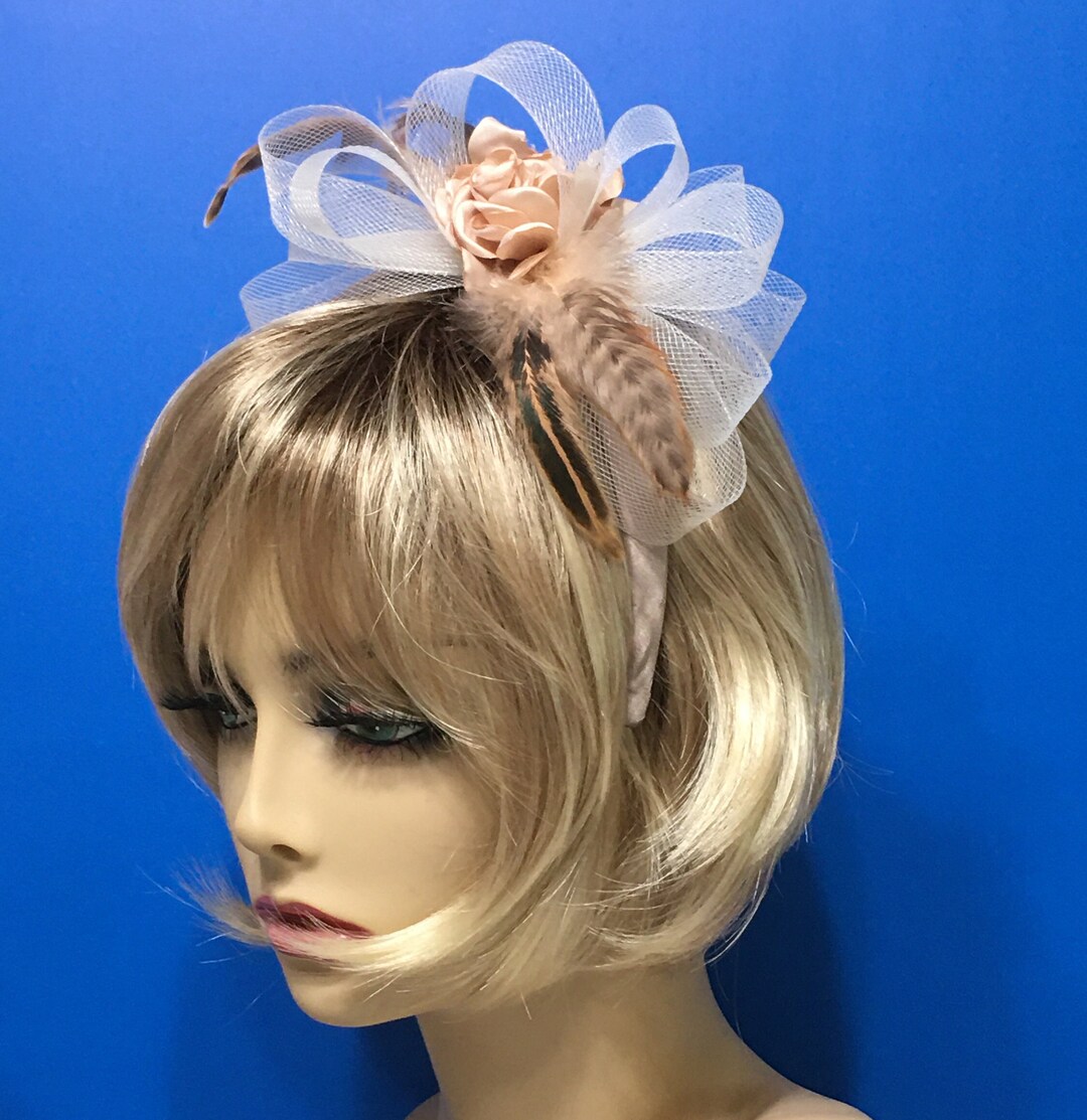 Ivory Fascinator Headband, Great Gatsby Headpiece, Derby Day Fascinator