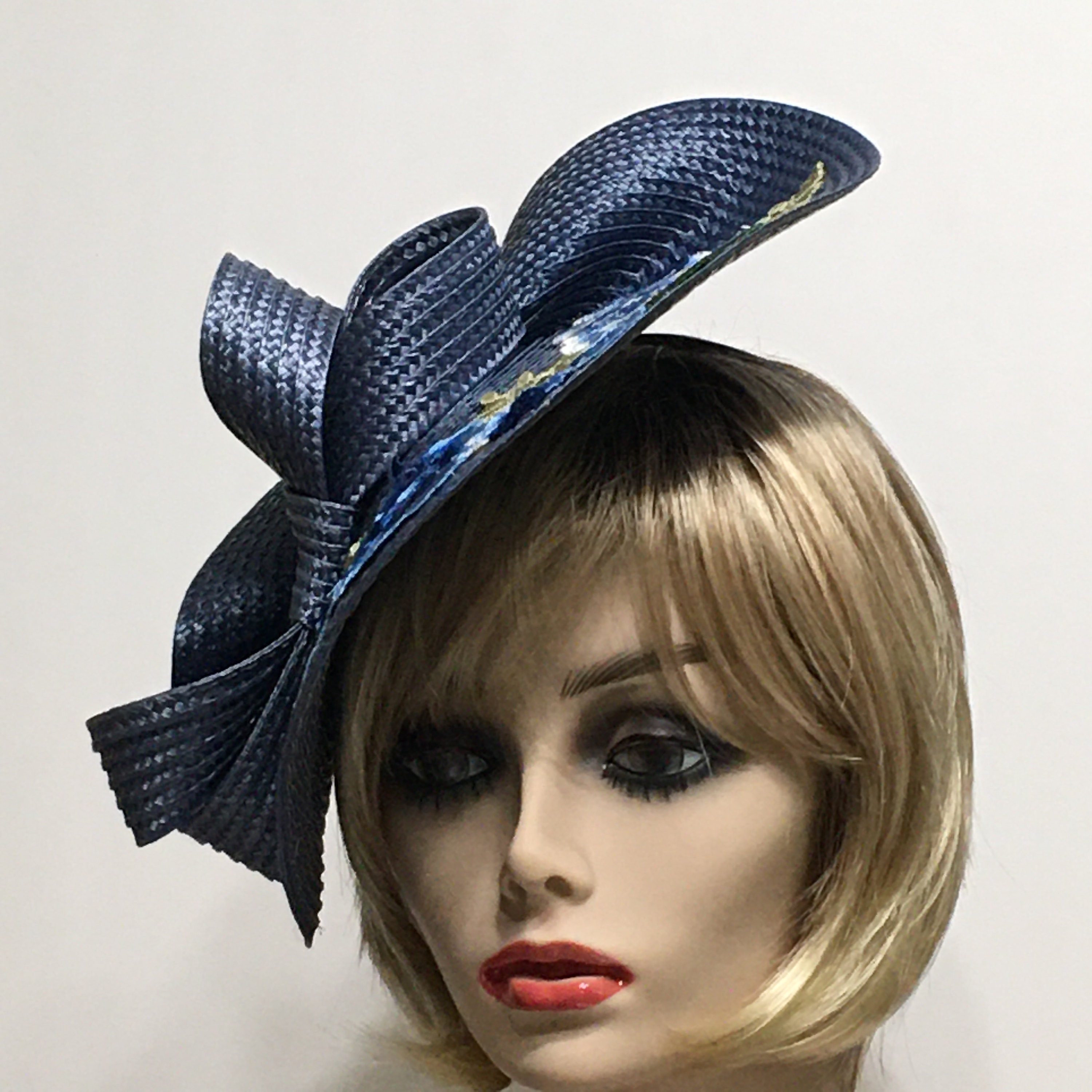 Navy Derby Fascinator, Horse Race Hat, Kentucky Derby Hat 