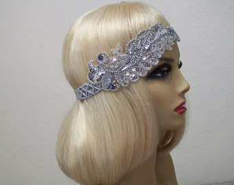 1920s Headband, Gatsby Headband, 1920s  Headpiece, Flapper Headpiece, Great Gatsby, Sequin Headband, Beaded Art Deco, 1920s Hair Accessory