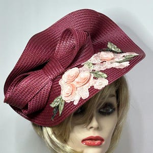Elegant Burgundy Floral Fascinator GIBZ Women main image 4