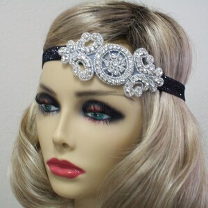 Black 1920s headband, Flapper headband, 1920s headpiece, Flapper headpiece, Great Gatsby headband,  1920s hair accessory, Roaring 20s Party