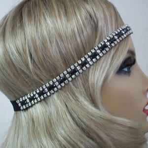 Black 1920s headband, Flapper headpiece, Great Gatsby headpiece, Rhinestone headband, 20s hair accessories, Roaring 20s dress, Jazz Age