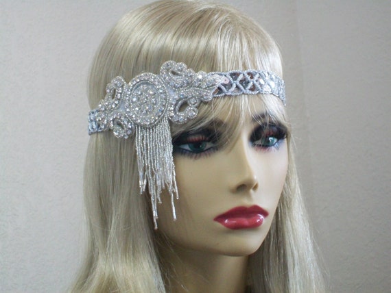 Silver 1920s Headpiece Gatsby Headpiece Flapper Headband Etsy