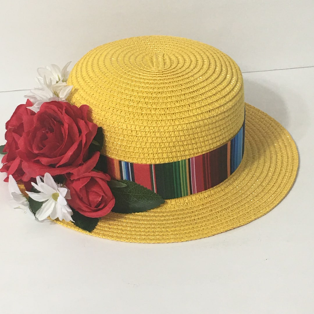 Straw Hat Boater Hat Straw Boater Hat Floral Summer Hat Etsy