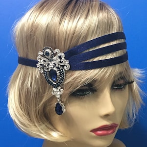 Navy Blue 1920s headband, Gatsby headband, 1920s headpiece, Flapper headband, 1920s hair accessory,  Flapper headpiece, Vintage inspired
