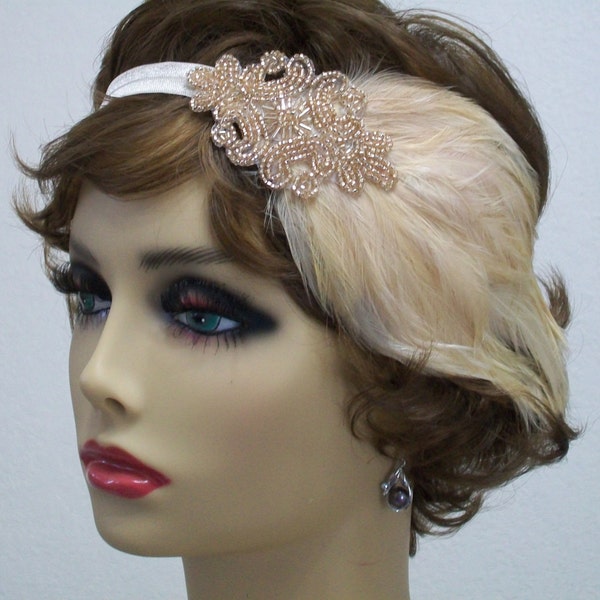 Champagne 1920s Headband, Flapper Headband, 1920s Headpiece, Jazz Age Fashion, Flapper Women, 1920s Hair Accessory, Vintage Inspired