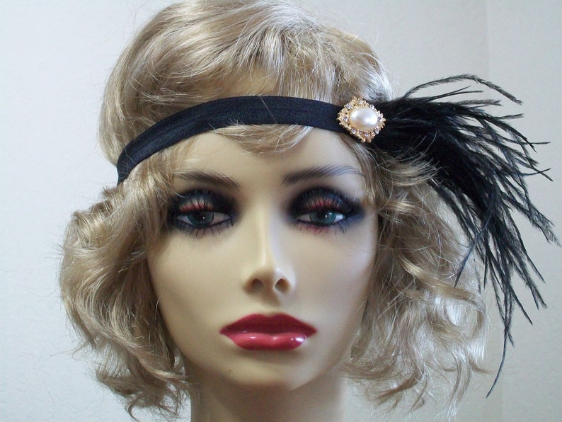 1920s Headpiece Black 1920s Headband Gatsby Headpiece Etsy