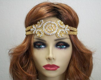 1920s headpiece, 1920s headband, Great Gatsby headpiece, Flapper headband, Downton Abbey, Rhinestone Art Deco, 1920s hair accessory