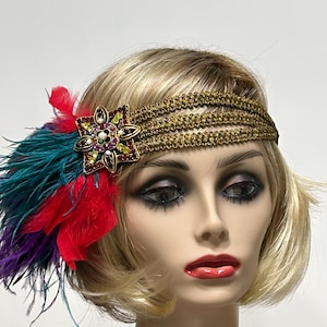 1920s Flapper Headband: Gatsby Style with Ostrich Feathers