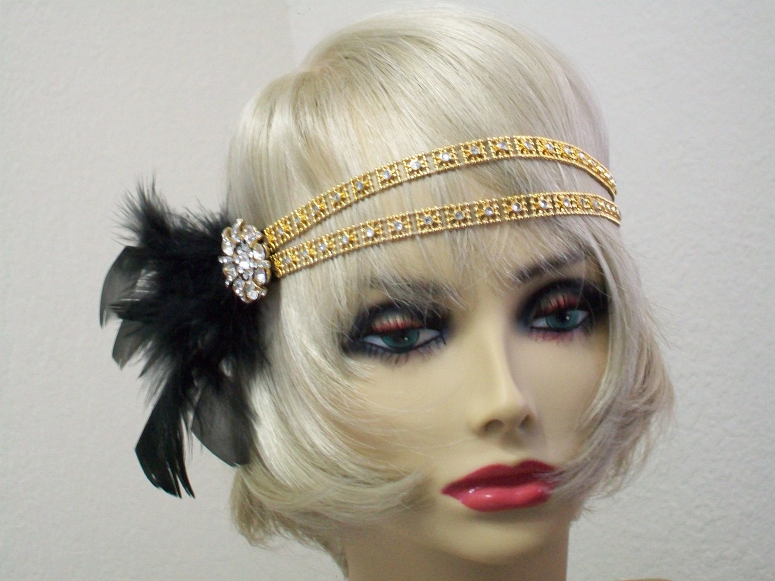 1920s headpiece black and gold