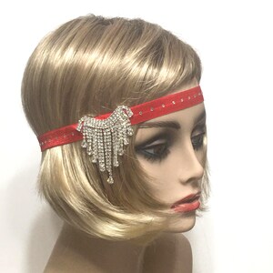 Red 1920s headband, Great Gatsby headpiece, Flapper headpiece, Gatsby headband, 1920s hair accessory