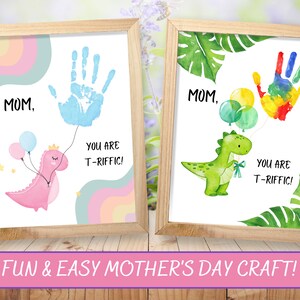 Printable Mother's Day Handprint Craft | Dinosaur-Themed DIY Keepsake Gift for Mom