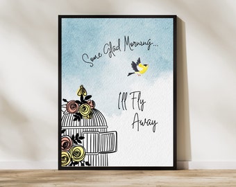 Stampa dell'inno "I'll Fly Away": decorazione cristiana per la casa in acquerello (download digitale)