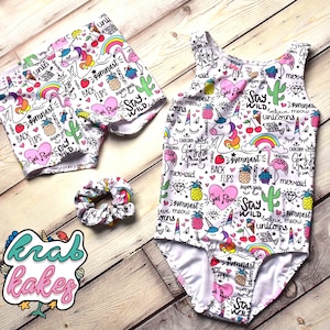 Girls Gymnastics Leotard Set.   Dance Leo, Shorts, and Scrunchie