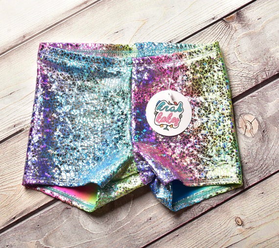 Girls Rainbow Metallic Shorts.  Activewear. Boy Shorts