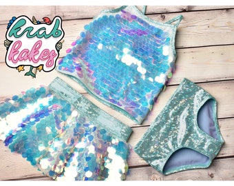 Girls' Sequin Mermaid Tankini Set: Sparkle Swim Outfit