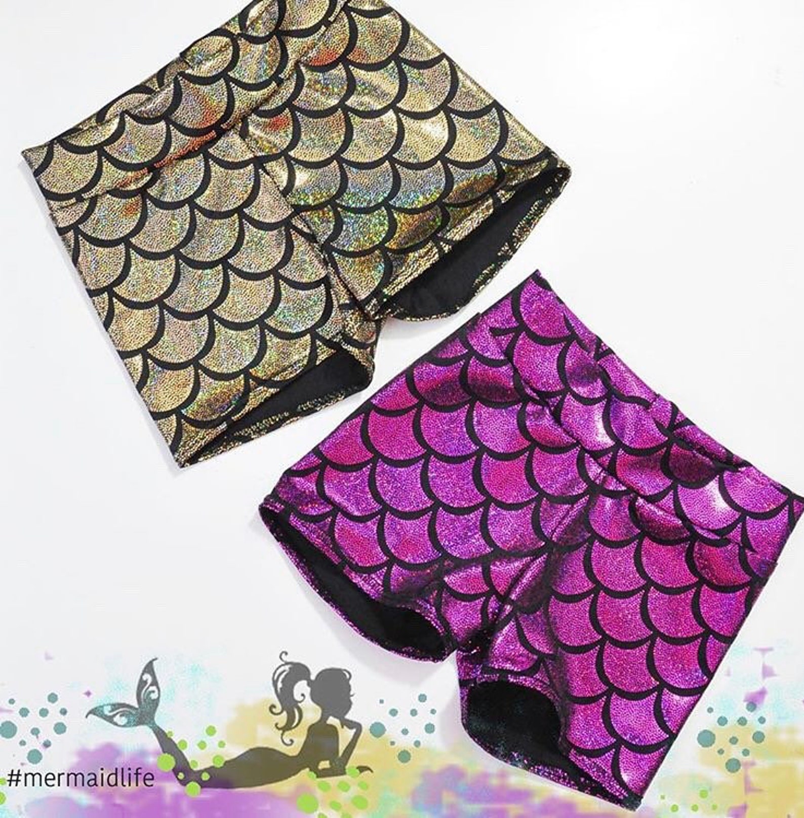Metallic Mermaid Shorts Baby/toddlers/girls. Dance Spandex Etsy