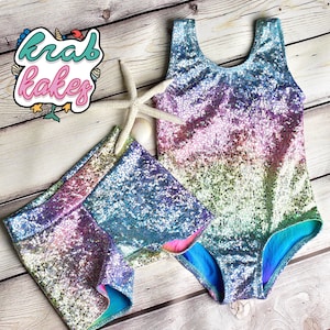 Rainbow Unicorn Mermaid Leotard: Metallic Tie-Dye Gymnastics Dancewear