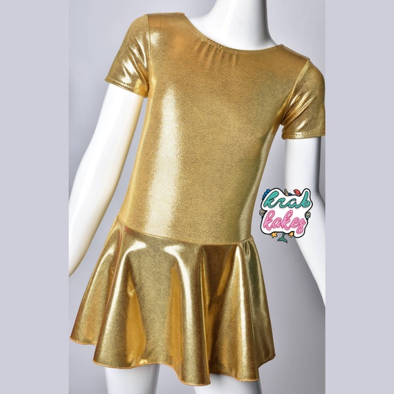 Girls Metallic Leotard Mini Dress