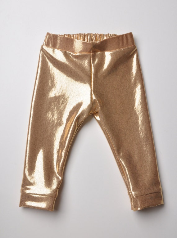Gold Metallic Leggings Baby/Toddlers/Girls. Dance Spandex leggings. Gymnastics.
