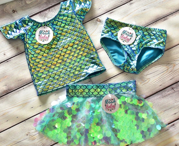 Girls Mermaid Swimuit Set.