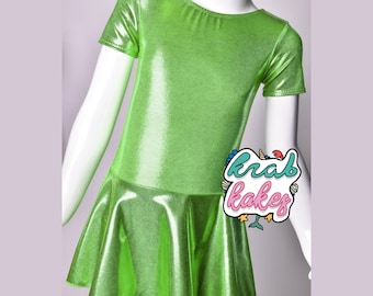 Girls Metallic Dress. Skirted Leotard