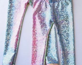 Girls Metallic Unicorn Rainbow Leggings. Dance and Gymnastics.  One pair. Leggings only