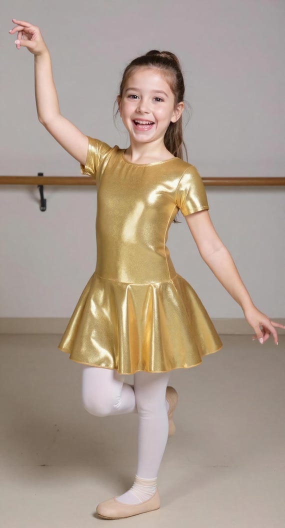 Girls Metallic Leotard Mini Dress