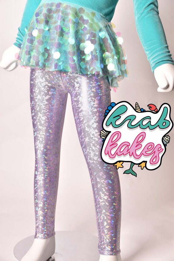 Girls Mermaid  Leggings Metallic Unicorn\ Mermaid Sparkle Magical. Dance and Gymnastics