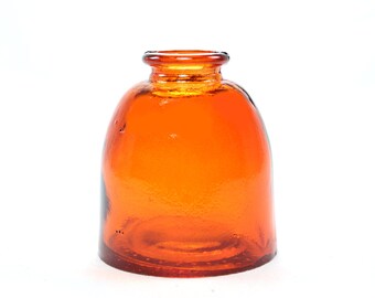 Orange round glass bottle 6 oz. | round orange recycled glass | orange colored glass vase | orange wedding party favor centerpiece