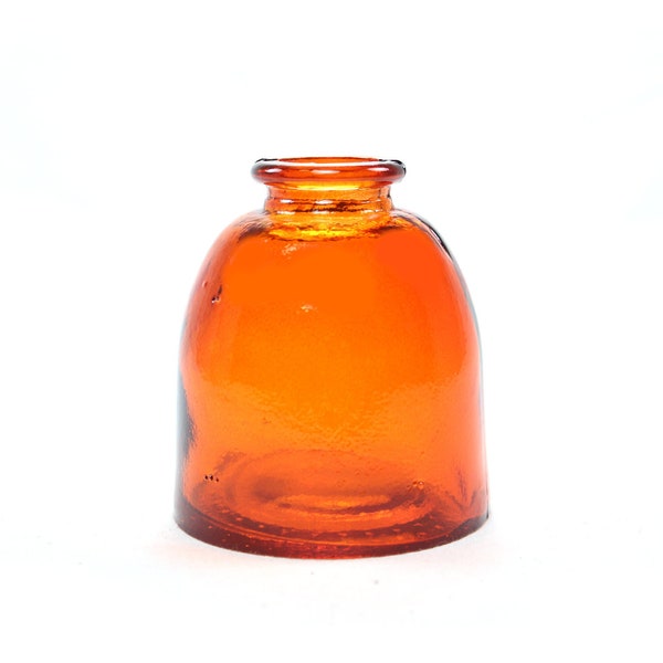 Orange round glass bottle 6 oz. | round orange recycled glass | orange colored glass vase | orange wedding party favor centerpiece