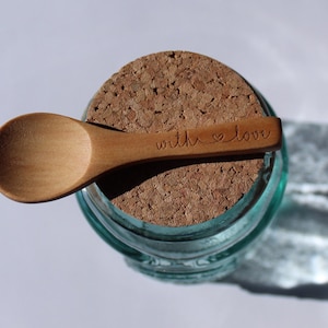 Engraved Mini Wooden Spoon with Recycled Glass Jar