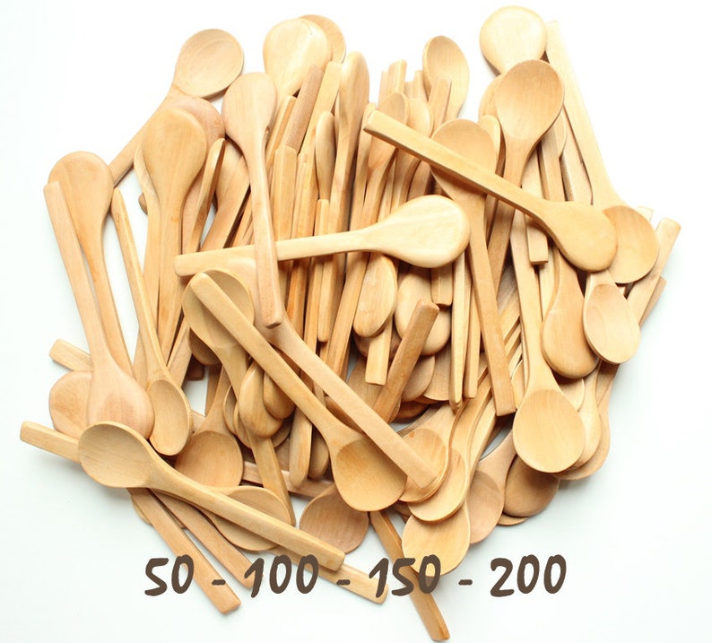 BULK medium WOODEN spoons 7 inch medium wood spoons soup Etsy