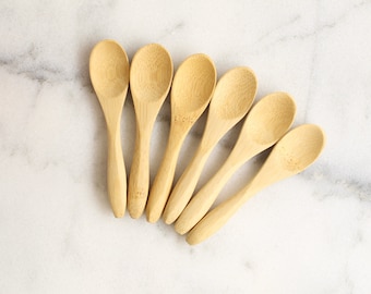 Mini-Bambuslffel: 3-Zoll-halber Teelffel, 6er-Set - Etsy Schweiz