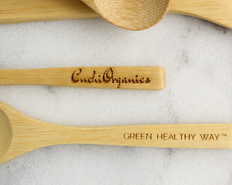 BULK CUSTOM Small BAMBOO Spoons 4 Inch Personalized Small Etsy