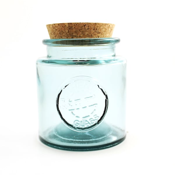 Tarro grande de cristal redondo con corcho, tarro grande de cristal de 17 oz/500 ml/tarro de cristal español reciclado ecológico/tarro grande de cristal para té y especias