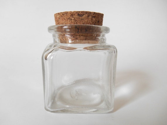 Mini barattolo di vetro quadrato con tappo di sughero / 1,4 FL oz., 40 ml /  barattolo