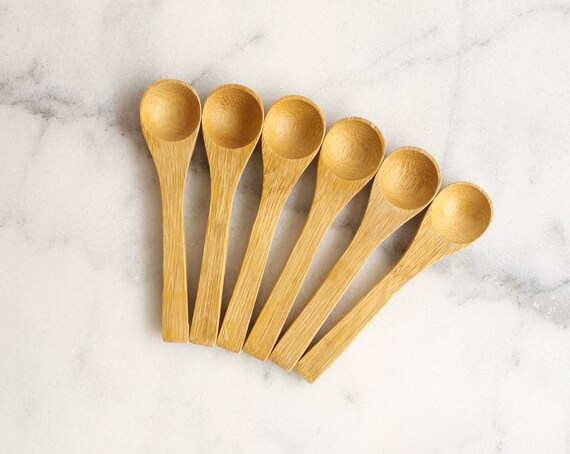 4-Piece Wooden Spoon Set - Handmade Long Handle Spoons For Coffee, Tea & Kitchen
