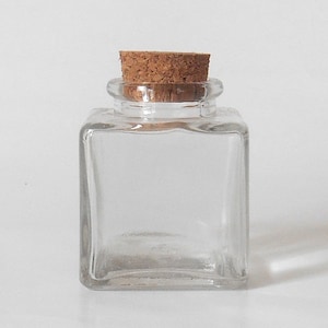 Square Glass Spice Jar with Cork - 3.4 oz, Favor Jar