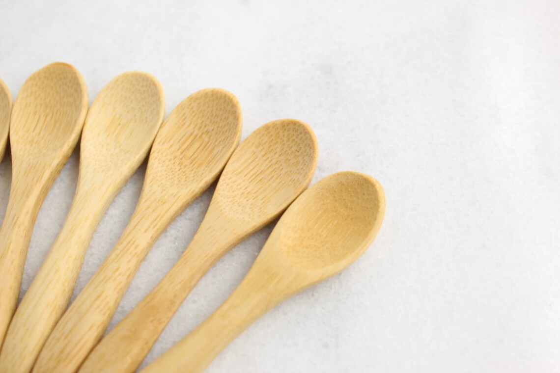 6 mini BAMBOO wooden spoons 3 inch wooden teaspoons small Etsy