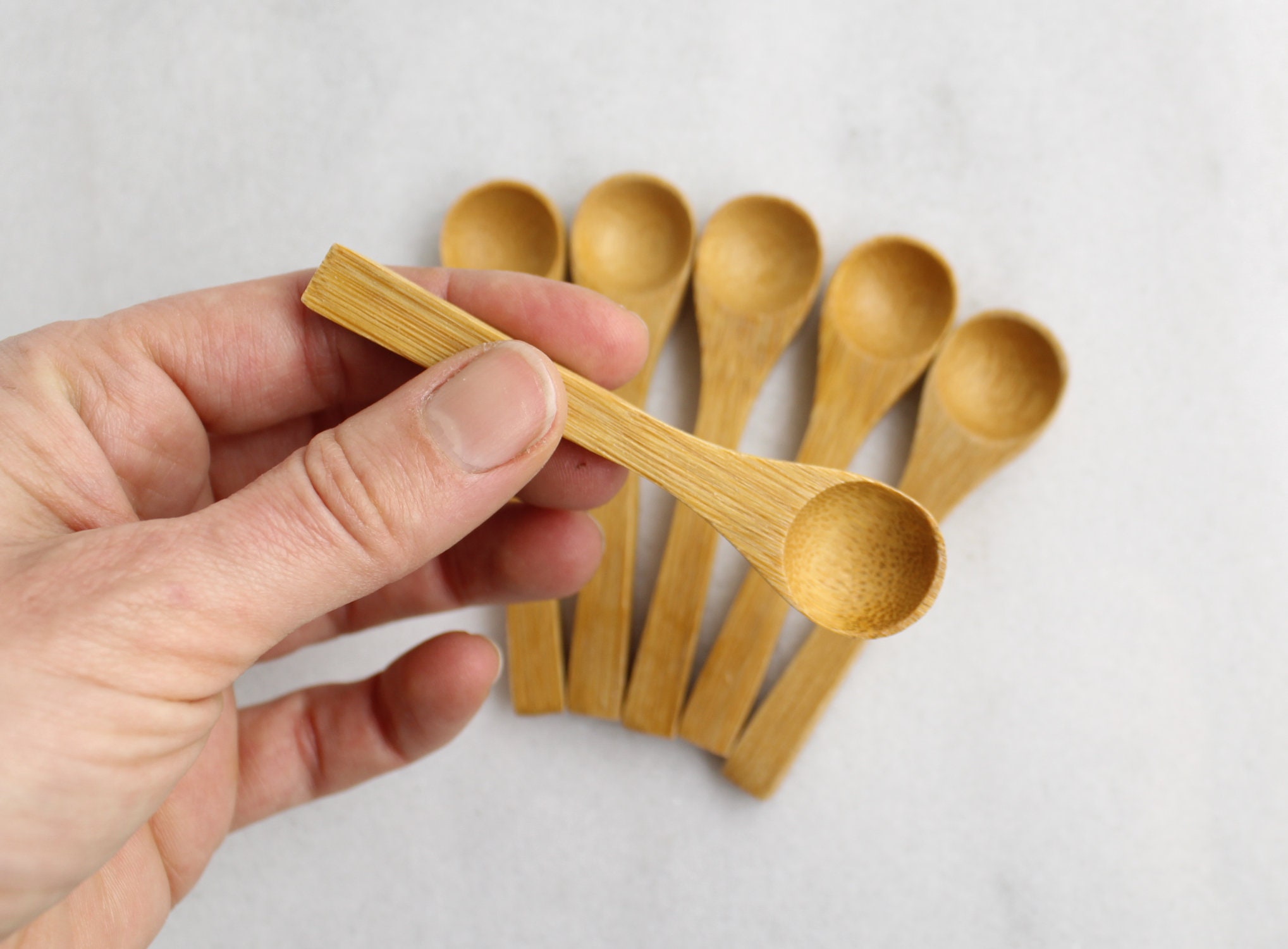 6 Mini BAMBOO Wooden Spoons 3 Inch Half Teaspoon Small Etsy Canada