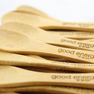 BULK CUSTOM mini BAMBOO spoons 3 inch | tea espresso spice scrub spoon | personalized mini spoons | wedding party custom mini bamboo spoons