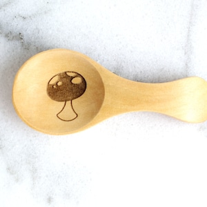 Small mushroom wooden spoon 3 inch | mushroom lovers&#39; spoons | baby wood spoons | short handle spoon | mushroom coffee scoop