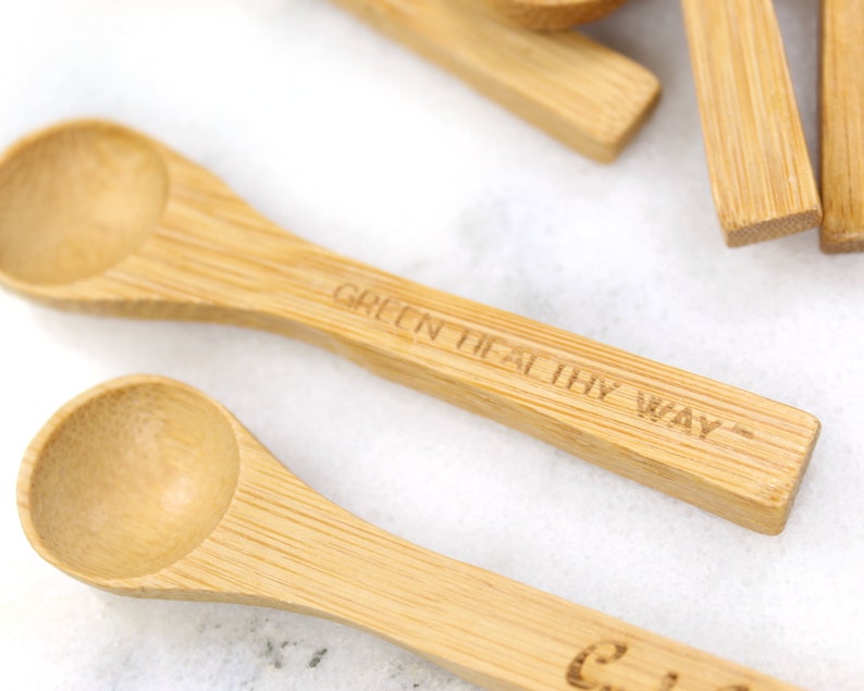 BULK CUSTOM Mini BAMBOO Spoons 3 Inch Round Espresso Spice Etsy