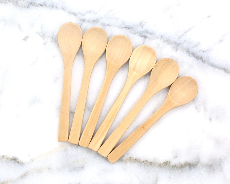 6 small WOODEN spoons 4 inch small wood spoons jam coffee Etsy